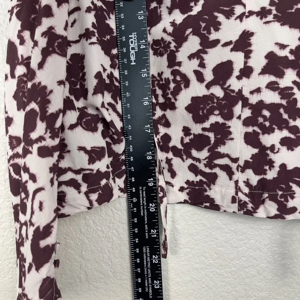 Madewell Draped Tie-Front Top XXS Chocolate Raisin Floral‎ Puff Sleeve